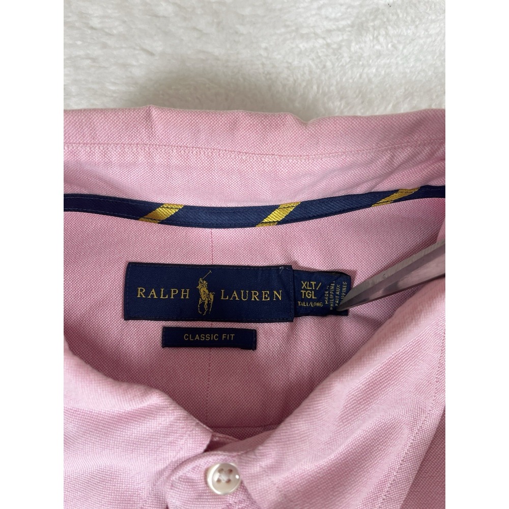 Polo Ralph Lauren Classic Fit Pink 100% Cotton Oxford Cloth Button Down Mens XLT - Picture 5 of 10